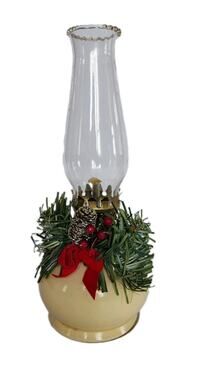 Vintage 8” Lamplight Farm Oil Lamp Christmas Lantern Made in Italy Holiday Decor